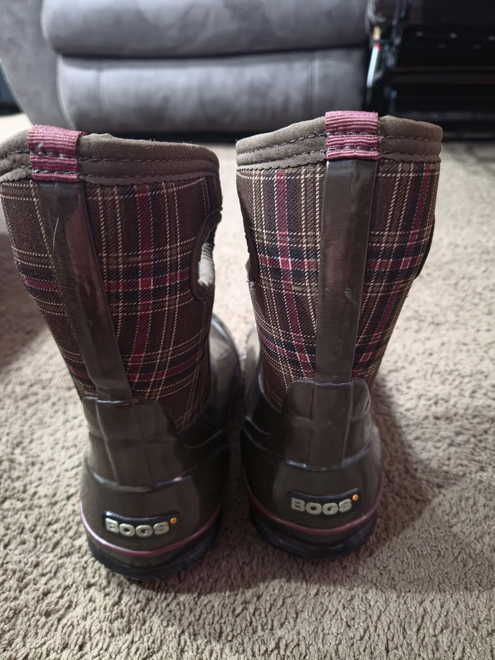 Bogs Women's Brown Rain Boots with Pink Trim